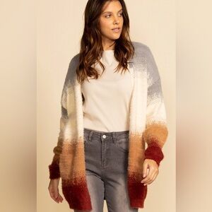 Pink Martini ombré Gradient Cardigan fits over sized NWOT